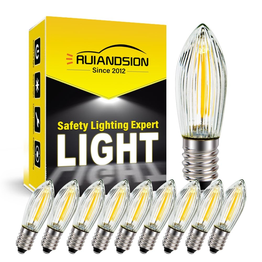 E10 Candle Light Bulbs AC 110V Warm White E10 Base Socket LED Bulb for Closet...