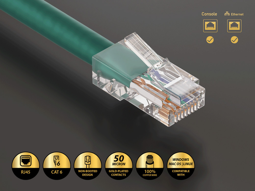 100ft Cat6 UTP Non-Booted Ethernet Network Patch Cable 24AWG Bare Copper, Green