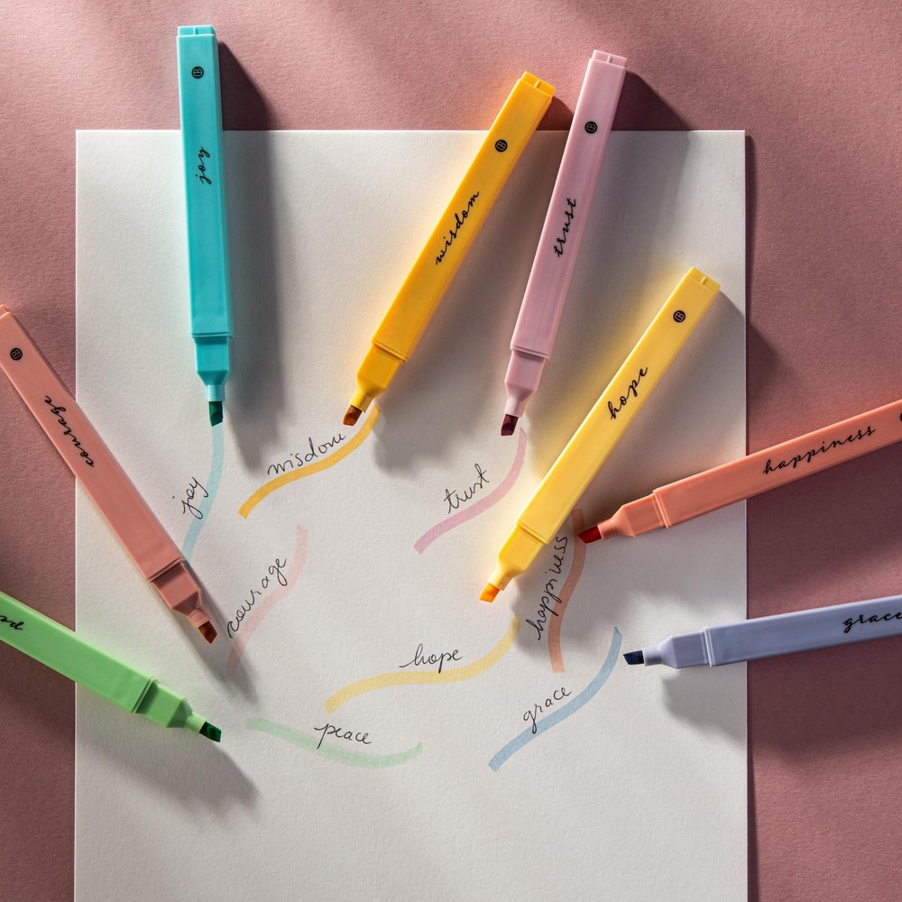 DIVERSEBEE Bible Highlighters with Soft Chisel Tip, 8 Pack 8 Pack, Pastel
