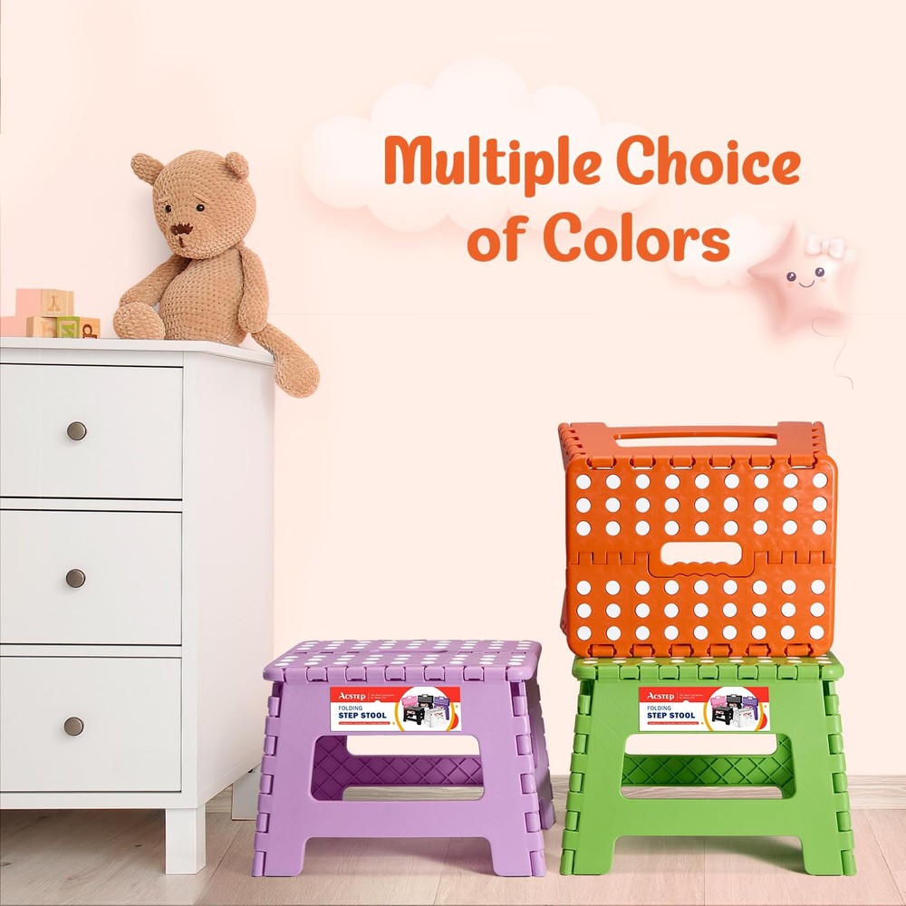 9 Inch Folding Step Stool 300 LB Capacity Plastic Foldable Step Stools for an...