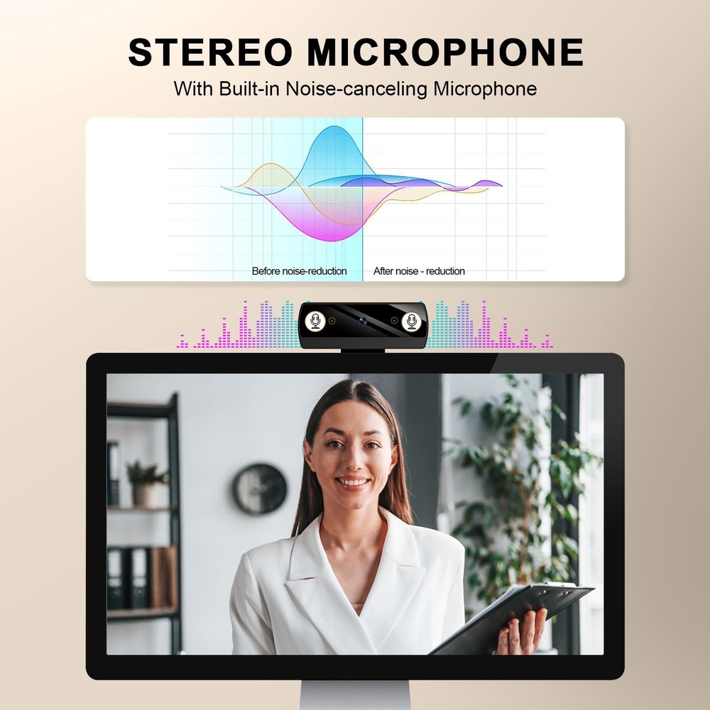1080P Webcam with Microphone, Full HD Video Calling Web Camera, HD Light Corr...