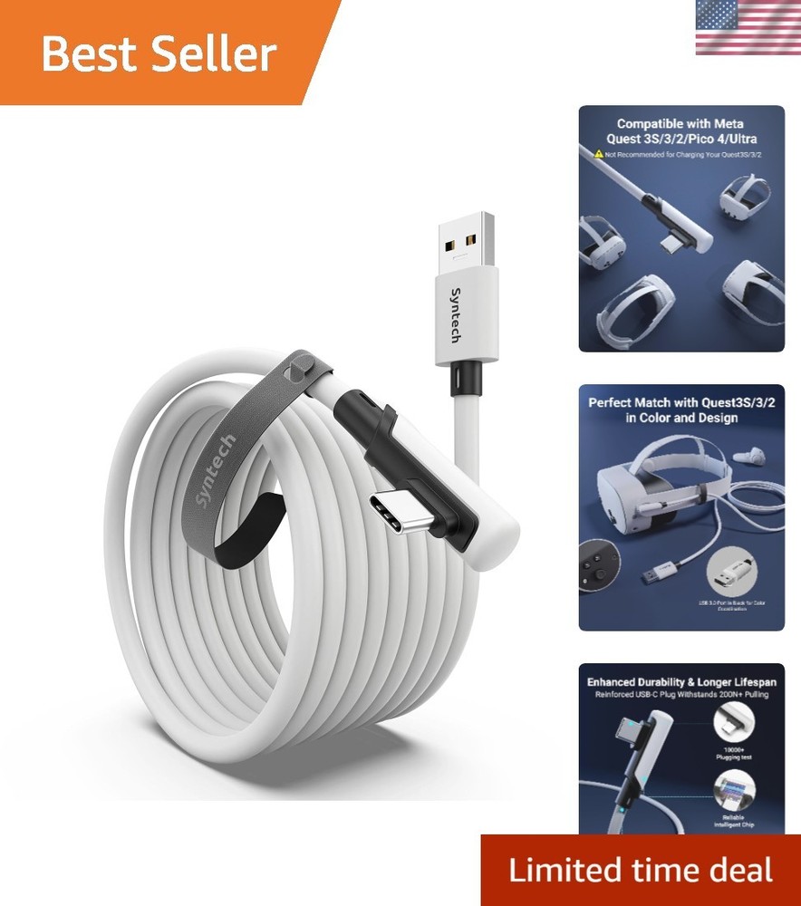 Link Cable 16FT for PCVR Compatible with Oculus/Quest 3/Meta Quest 3S, Quest2...