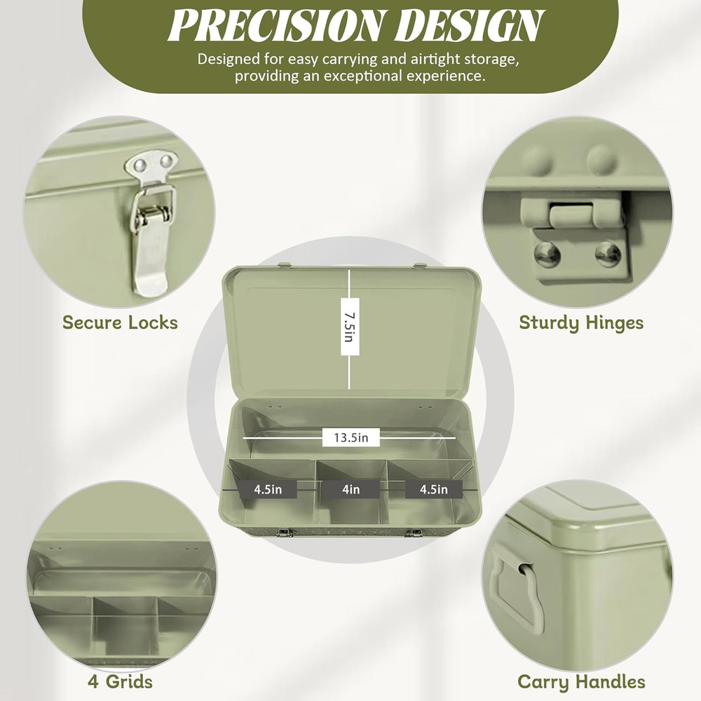 Professional Seed Storage Box with Labels, Pens, and Envelopes, Green