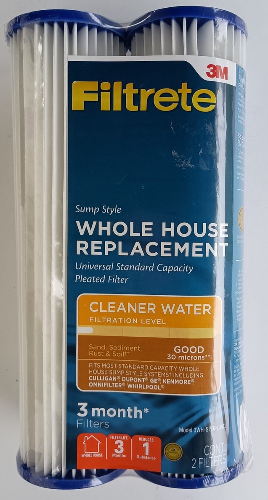 NEW 3M Filtrete 3WH-STDPL-F02 Whole House Water Filter Replacement 3 Months