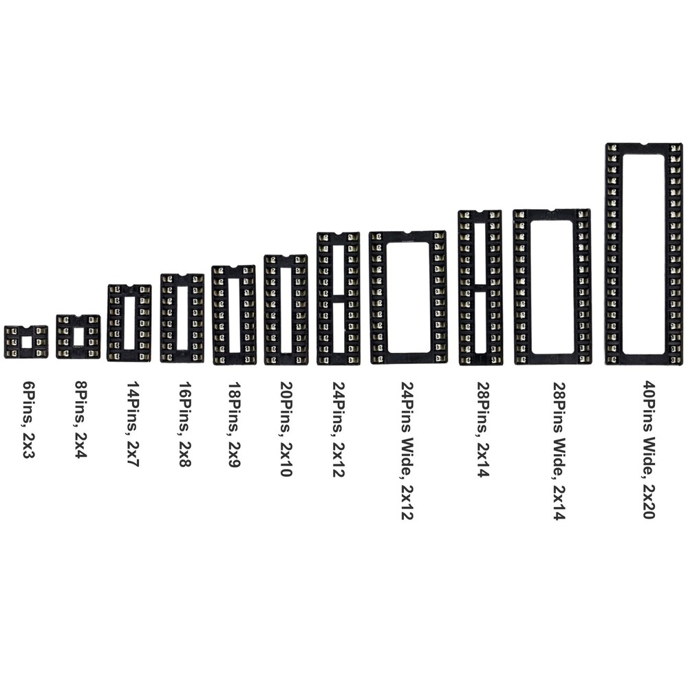 204pcs 11 Types DIP IC Socket Kit 2.54mm (204pcs/11Types)