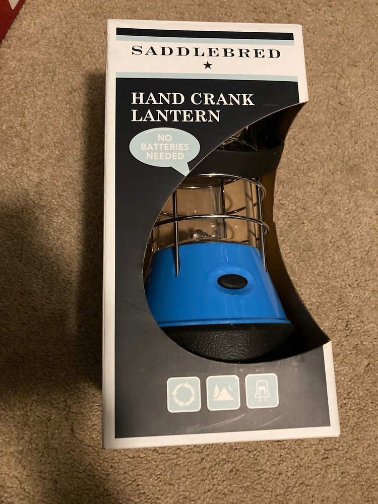 SADDLEBRED, HAND CRANK, LANTERN, BLUE, NO BATTERIES NEEDED