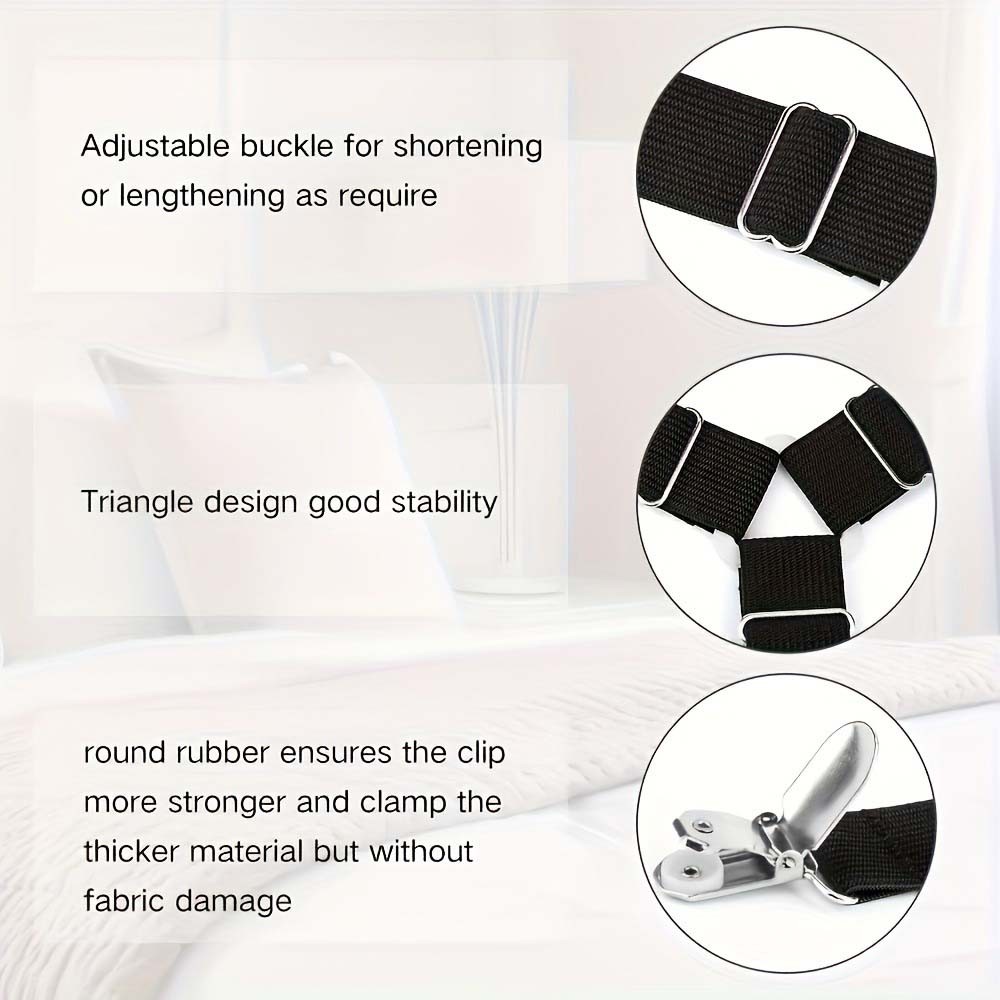 Effective Bed Sheet Keepers 4PCS with Strong Clips for Organized Bedding Setup