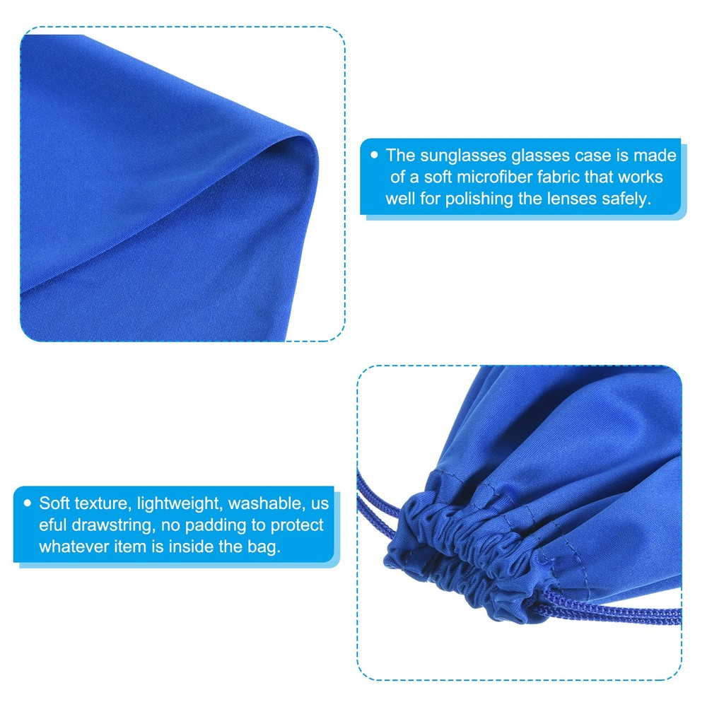 Ski Goggle Bag Microfiber Snow Goggles Case Drawstring Pouch Blue