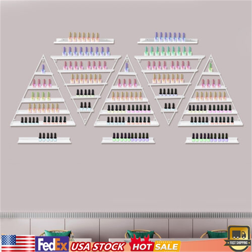 10Pcs Wall-mounted 5-tier Display Racks Nail Polish Triangular Nail Polish Racks