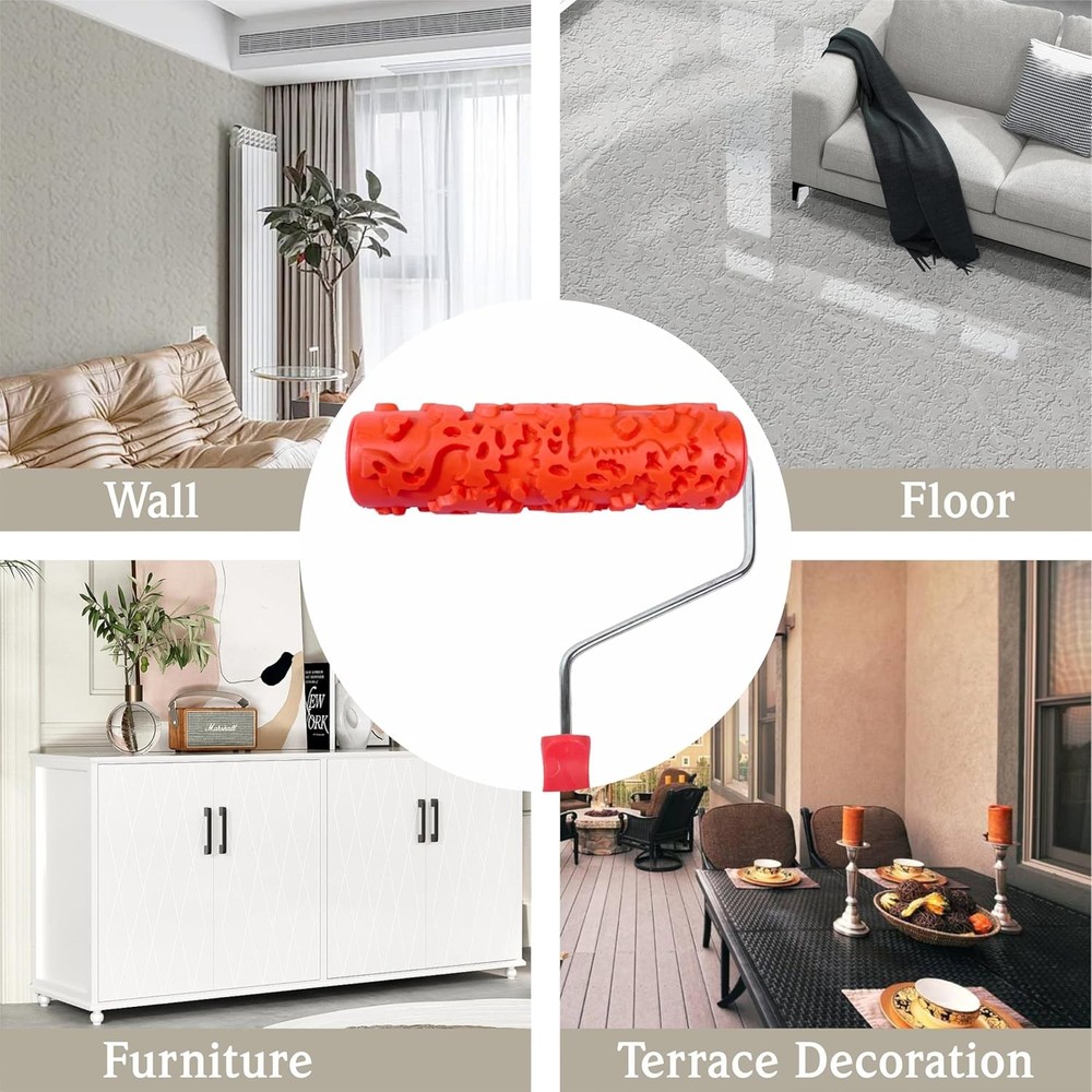 7'' Patterned Roller for Wall Decoration Classic Brick Embossing Texture Rubber