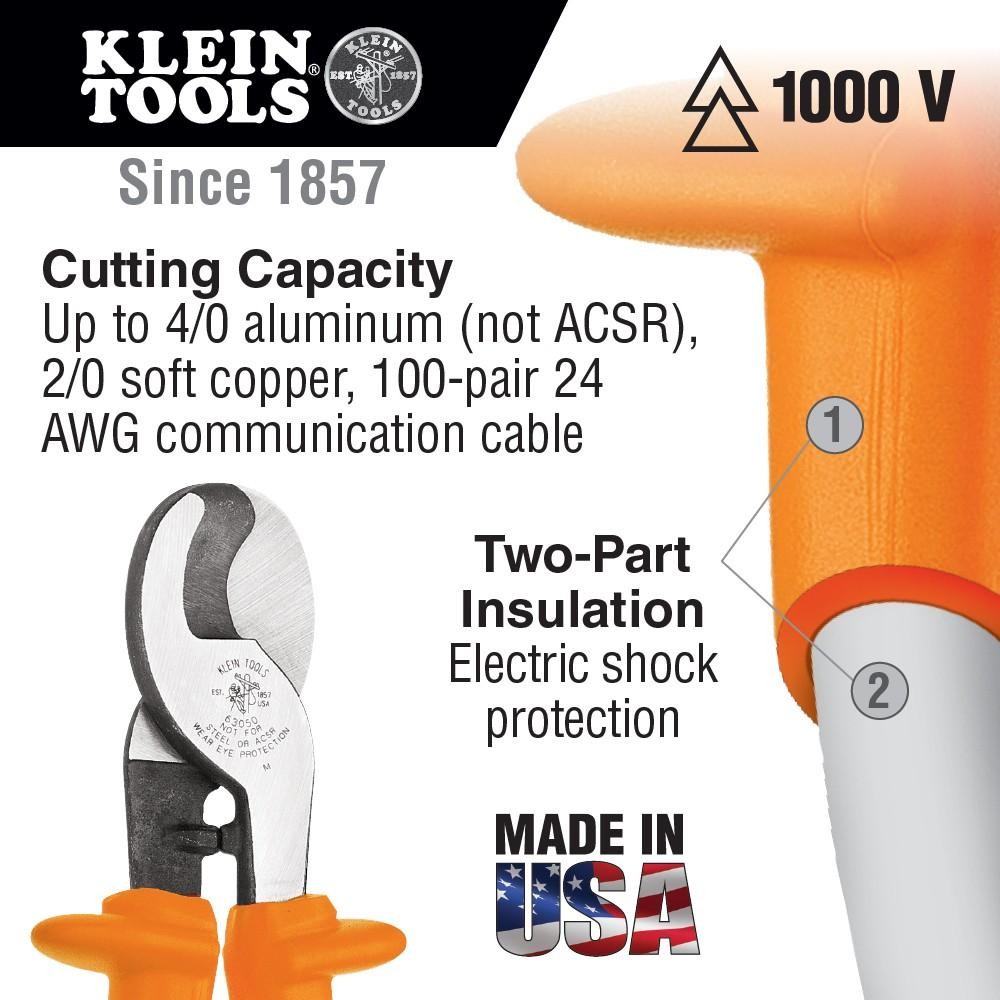 KLEIN TOOLS 63050-INS Cable Cutter, Insulated