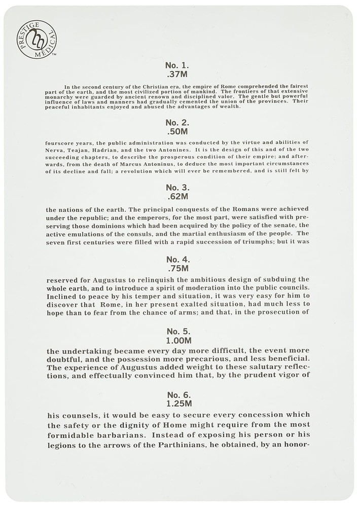 Jaeger Eye Vision Test Chart