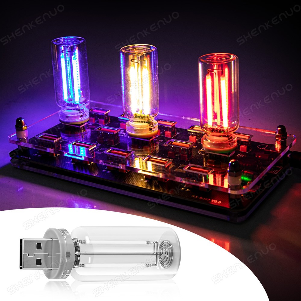 USB Glass Bottle Atmosphere Night Light – Touch Switch Dimmable LED Bulb, 2pcs