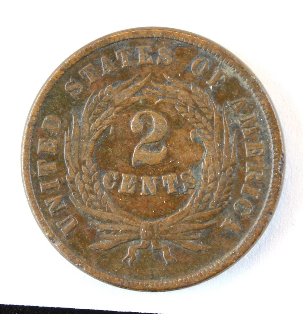 1865 Plain 5 Two Cent piece VF