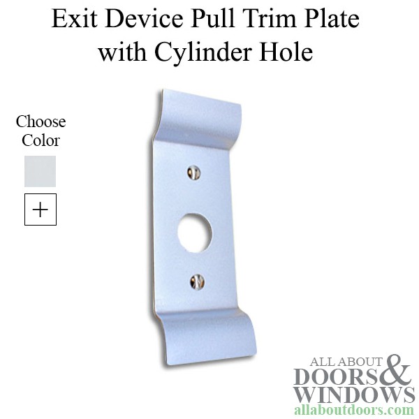 Global Pull Trim Plate w/ Cylinder Hole for Exit Device - Aluminum or Bronze