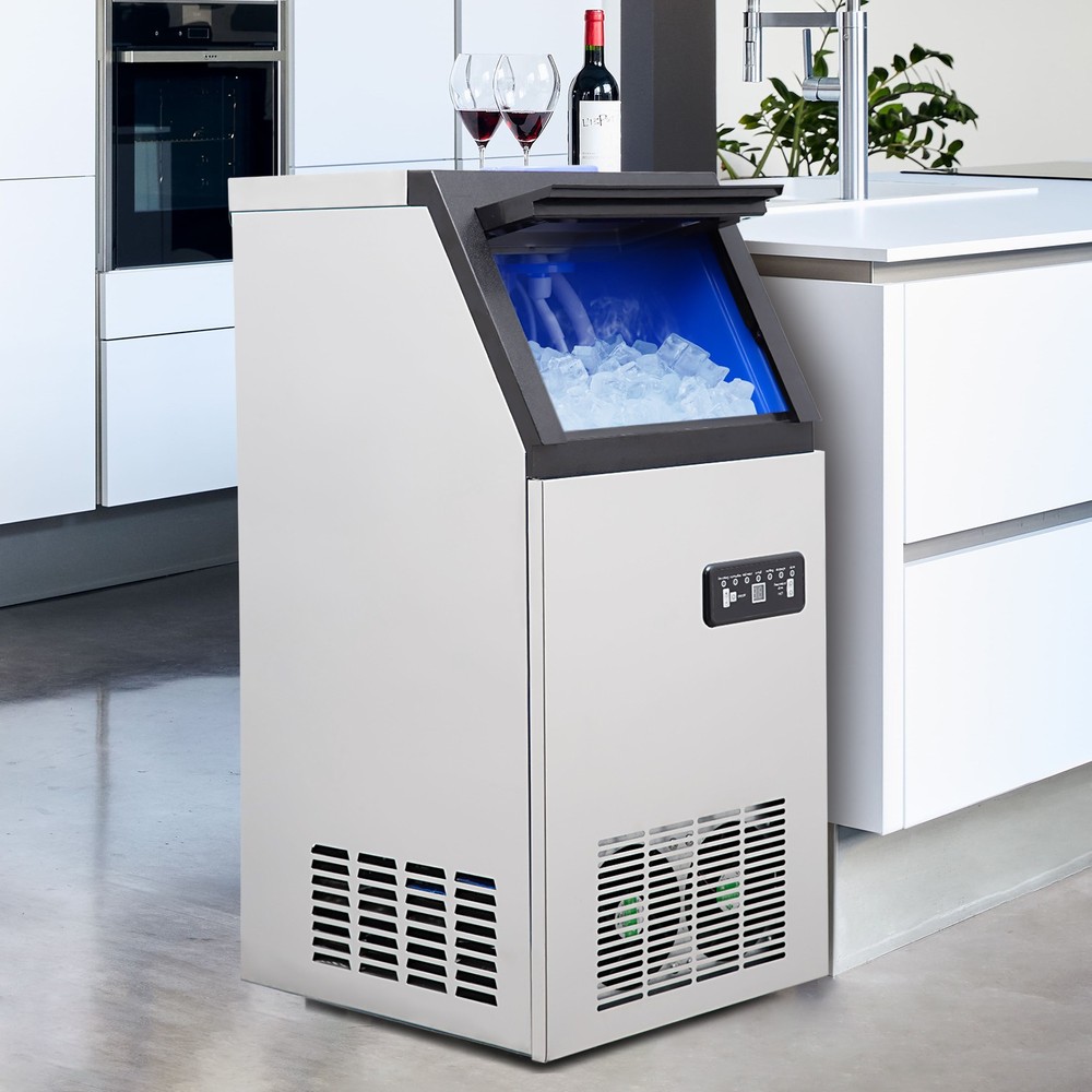Commercial Ice Maker, 120lbs/24 Hours, Ice Maker Machine with 24lbs Storage Bin