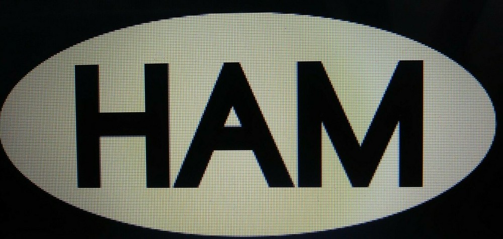 "HAM" Permanent Vinyl Sticker in Durable White Vinyl
