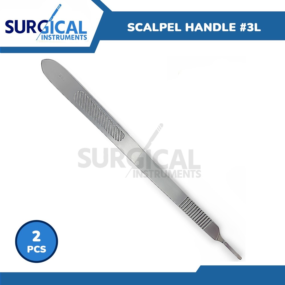 2 Pcs Scalpel Handle #3L Surgical ENT Veterinary Instruments German Grade