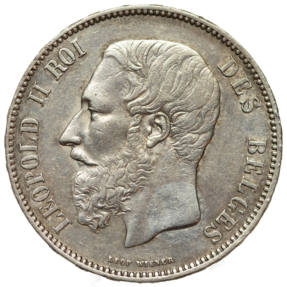 Belgium - 5 Francs 1867 - Leopold II, Silver