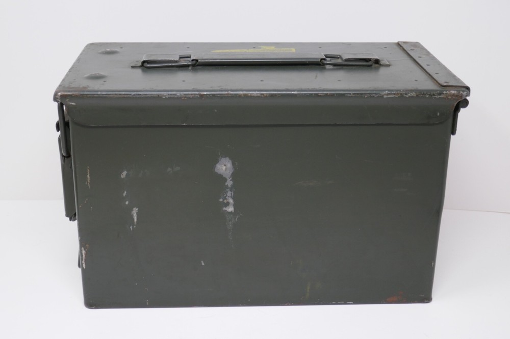 Metal Military Ammo Box Empty Storage Container ~ CAL .50 Linked M9