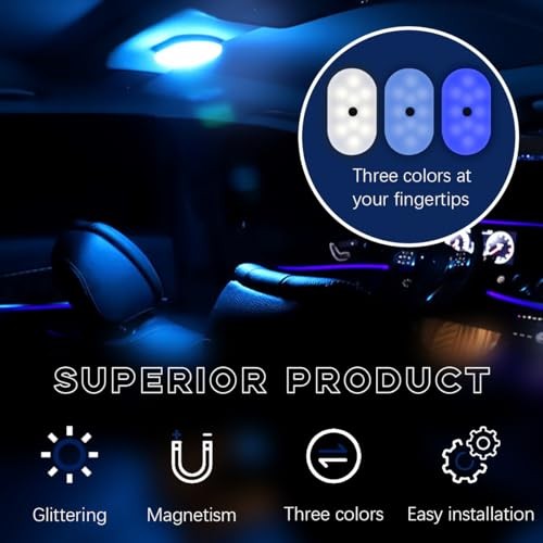 Car Interior Ceiling Roof Light, 3 Color Auto Dome Light Reading Light,