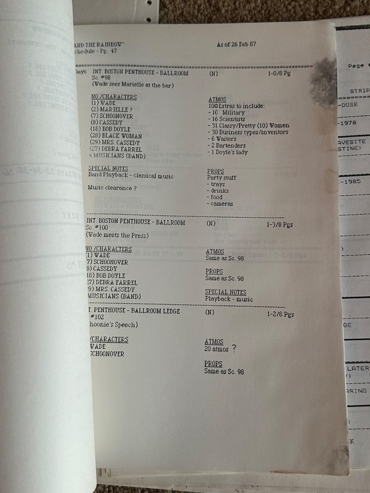 THE SERPENT AND THE RAINBOW RICHARD MAXWELL 1986 SCREENPLAY BLACK MAGIC SCRIPT