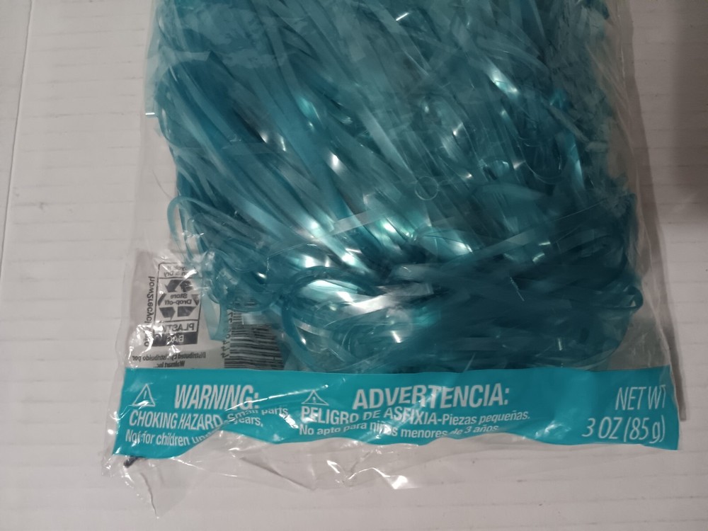 Blue Easter Grass - Plastic - 3 Ounces - Brand New