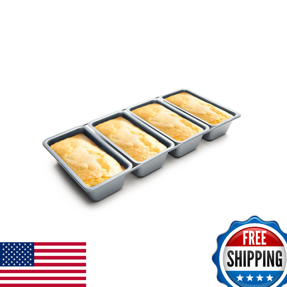 Fox Run Linked Non-Stick Mini Loaf Pan Set, 4-Count Bread Pans