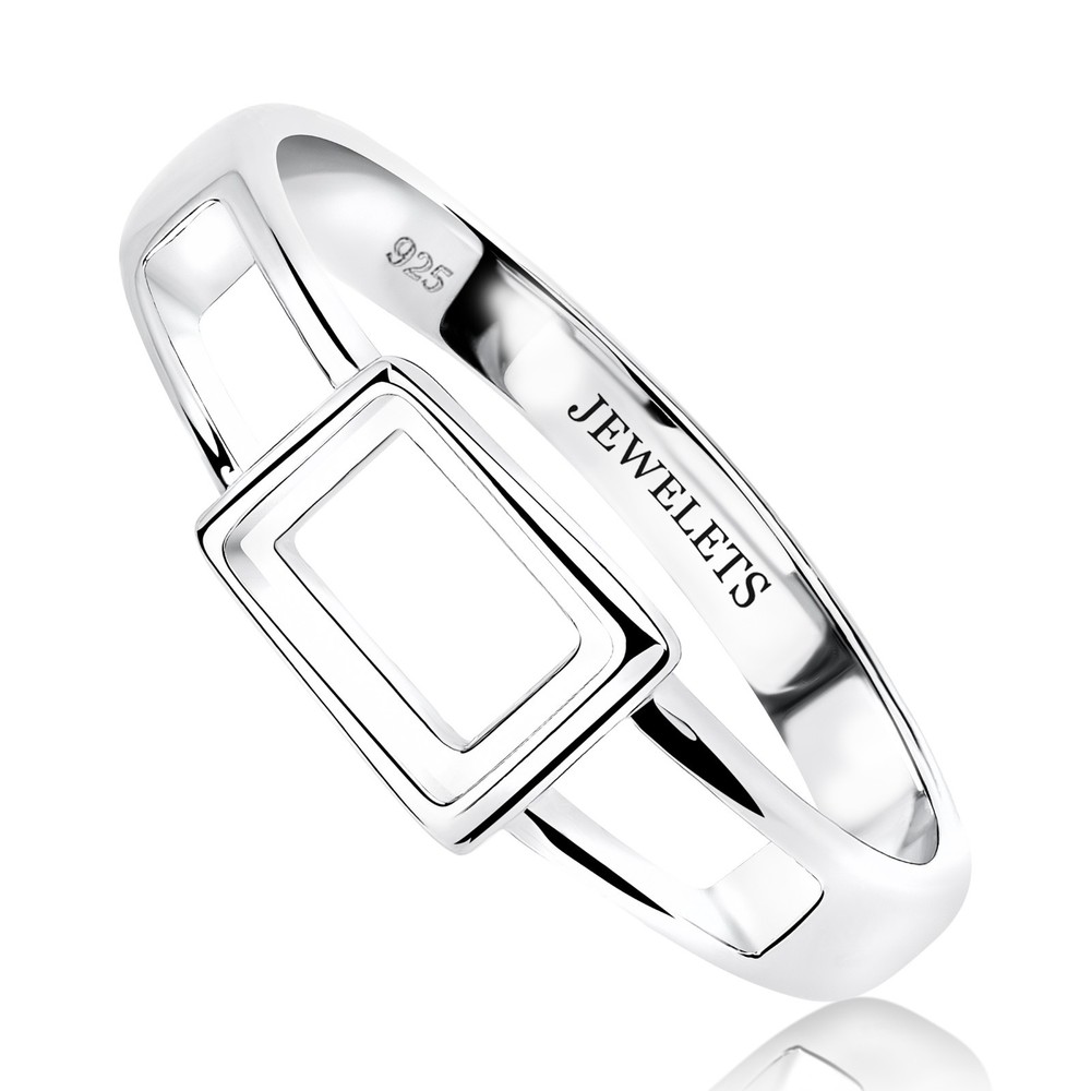 925 Sterling Silver Ring Blank – Rectangular 5x7mm Rhodium Plated Bezel Cup