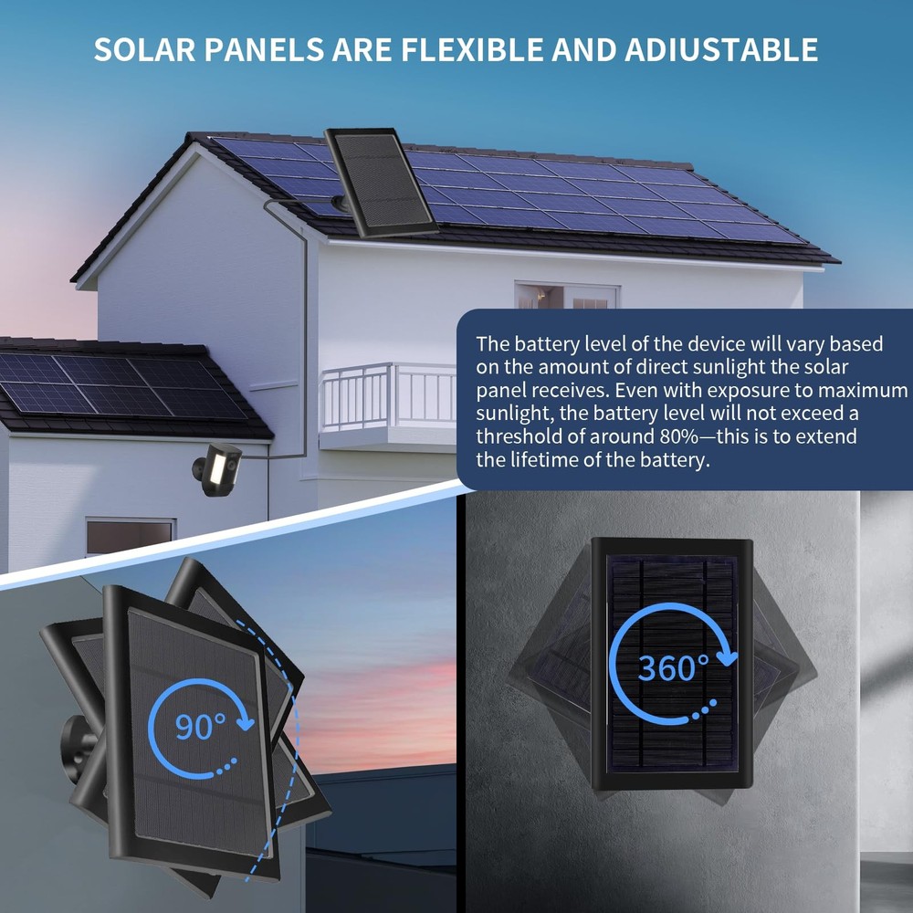 Solar Panel for Ring Camera2nd Generation Dustproof Waterproof 5W Solar Panel...