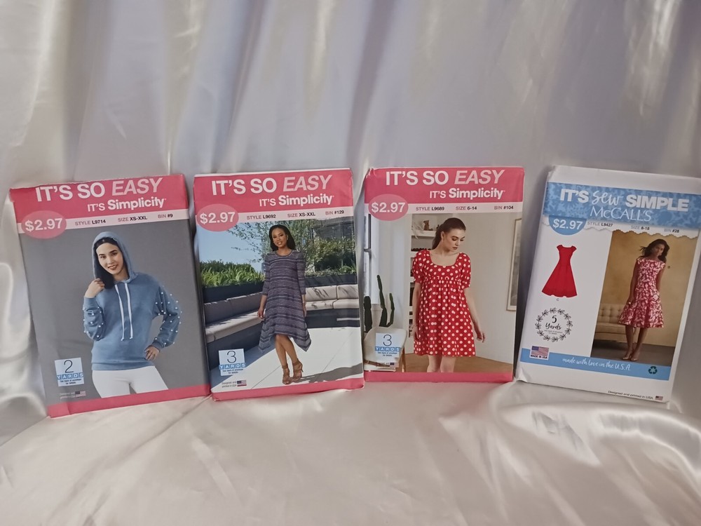 LOT OF 4 SIMPLICITY IT'S SEW EASY PATTERNS-UNCUT
