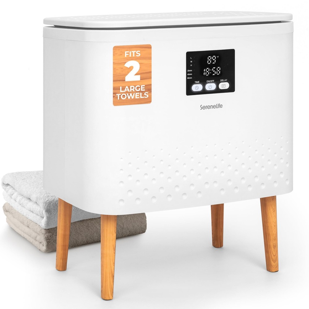 SereneLife 20L Capacity Rectangular Towel Warmer Bucket - White