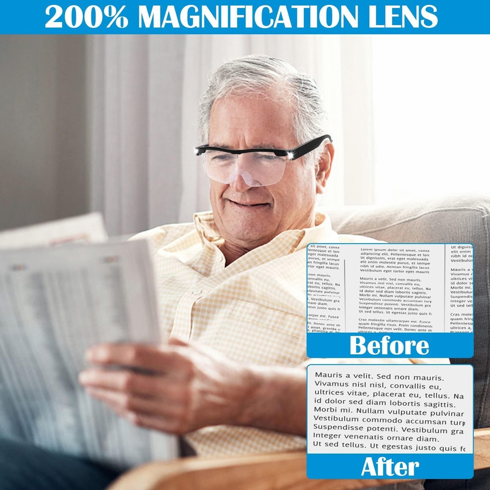 Magnifying Glasses with Light, 200% Magnification, USB Rechargeable Lighted M...