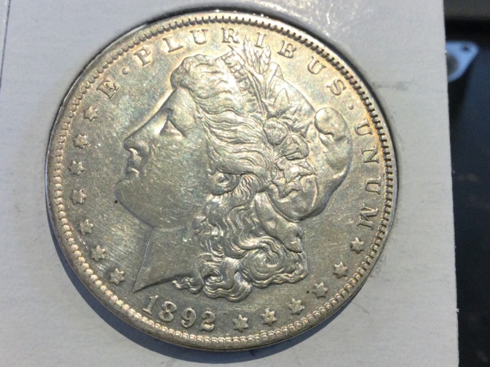 1892 Morgan Dollar in almost uncirculated