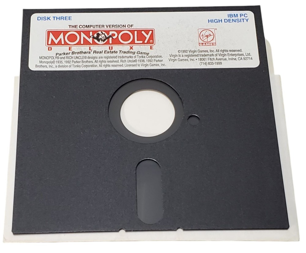 Vintage Monopoly Deluxe Edition IBM DOS Computer Software 5.25 Disks 1992 HTF