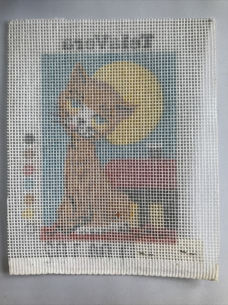 TelaVera Painted Needlepoint Tapestry Cat On Rooftop