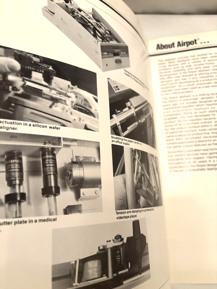 1982 VTG AIRPOT CATALOG - ACTUATOR , DASHPOT , ETC. 15 PAGES