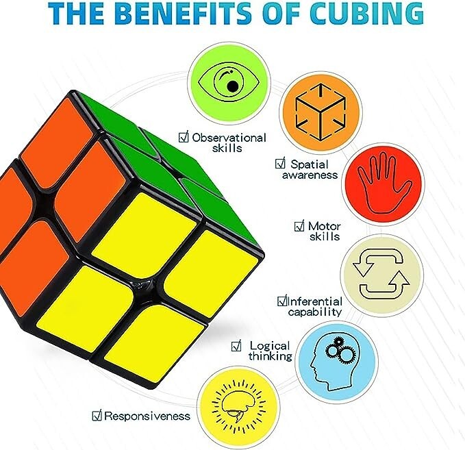 2 Pack of Classic Magic Cube 2x2 Smart Speed Cube Educational Game Brain Teaser