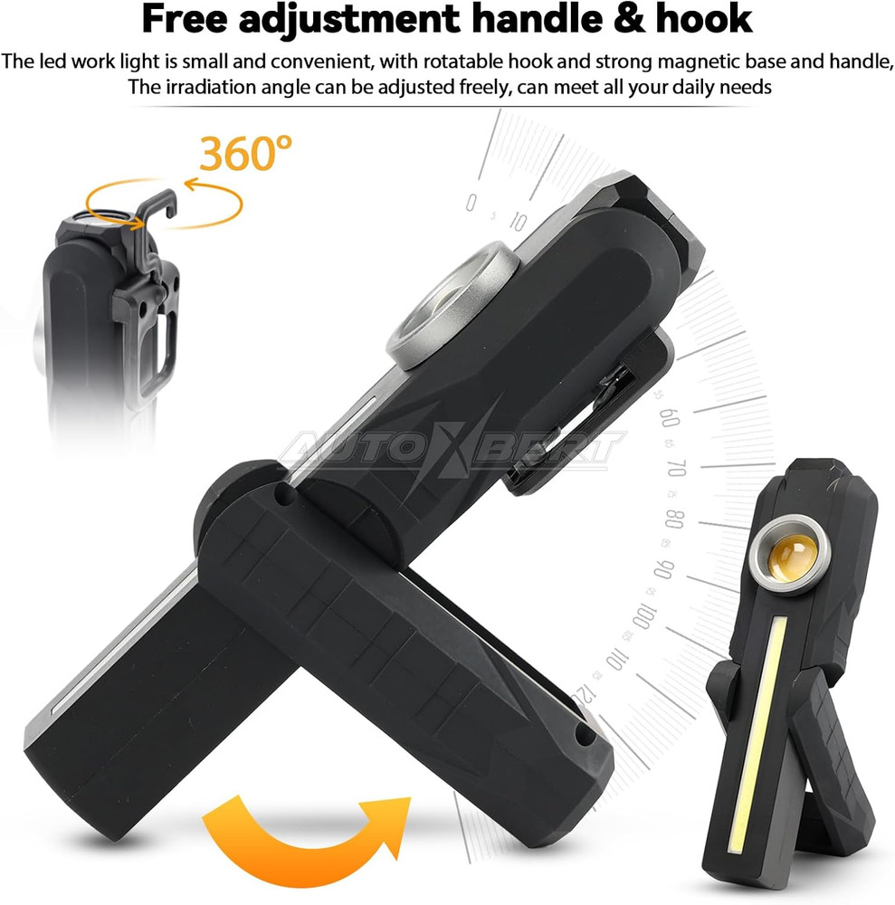 1500LM LED Work Light Rechargeable Flashlights with Magnetic Base, LED Portable