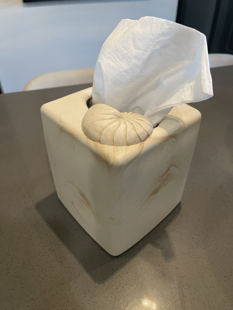 Cream Seashell Bath Tissue Box Cover Holder Quality Ceramic