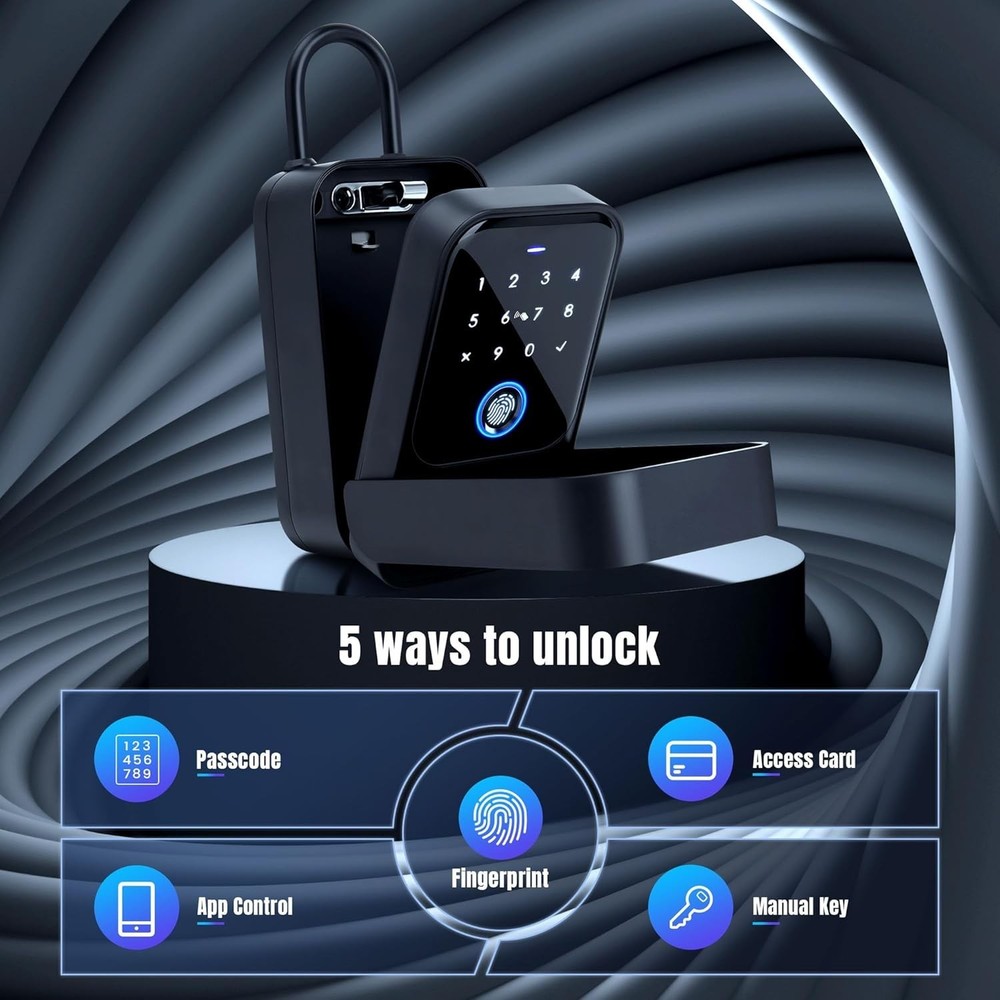 Smart Key Lock Box, Bluetooth Fingerprint Lock Box with Tuya APP Control