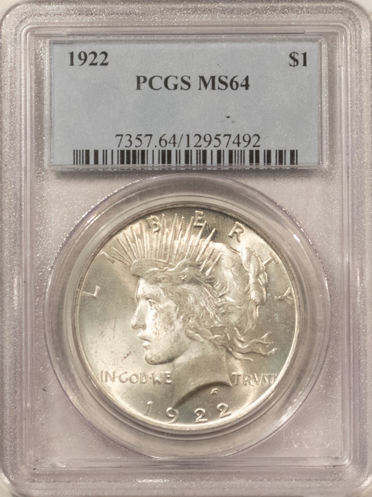 1922 $1 PEACE DOLLAR - PCGS MS-64