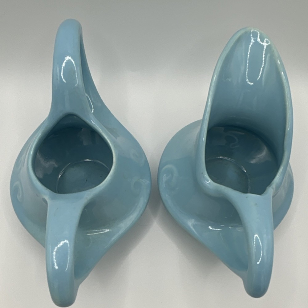 Vintage Art Deco Robin Egg Blue Ceramic Creamer & Sugar Set, 2-Piece