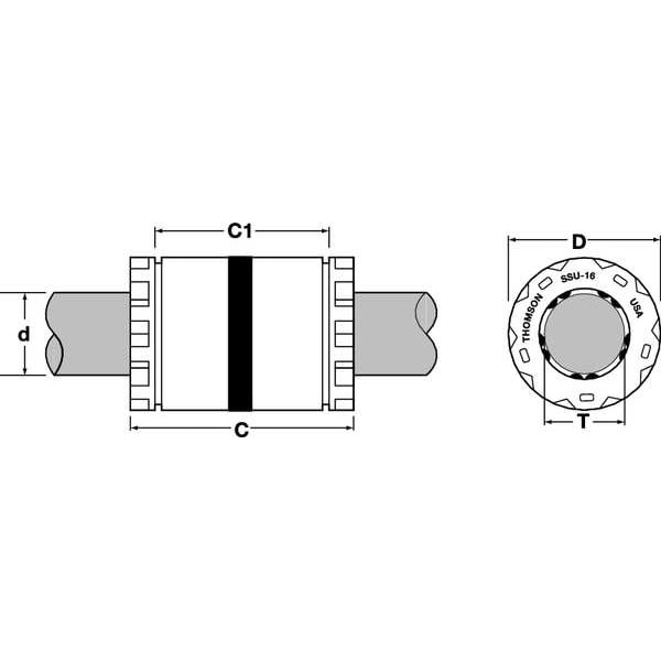 Thomson Spm12ww Super Plus Bushing, Bore Dia 12 Mm