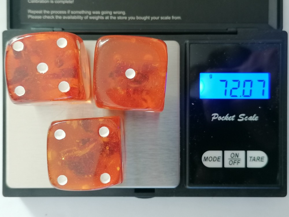 3 HANDMADE BALTIC AMBER Dice