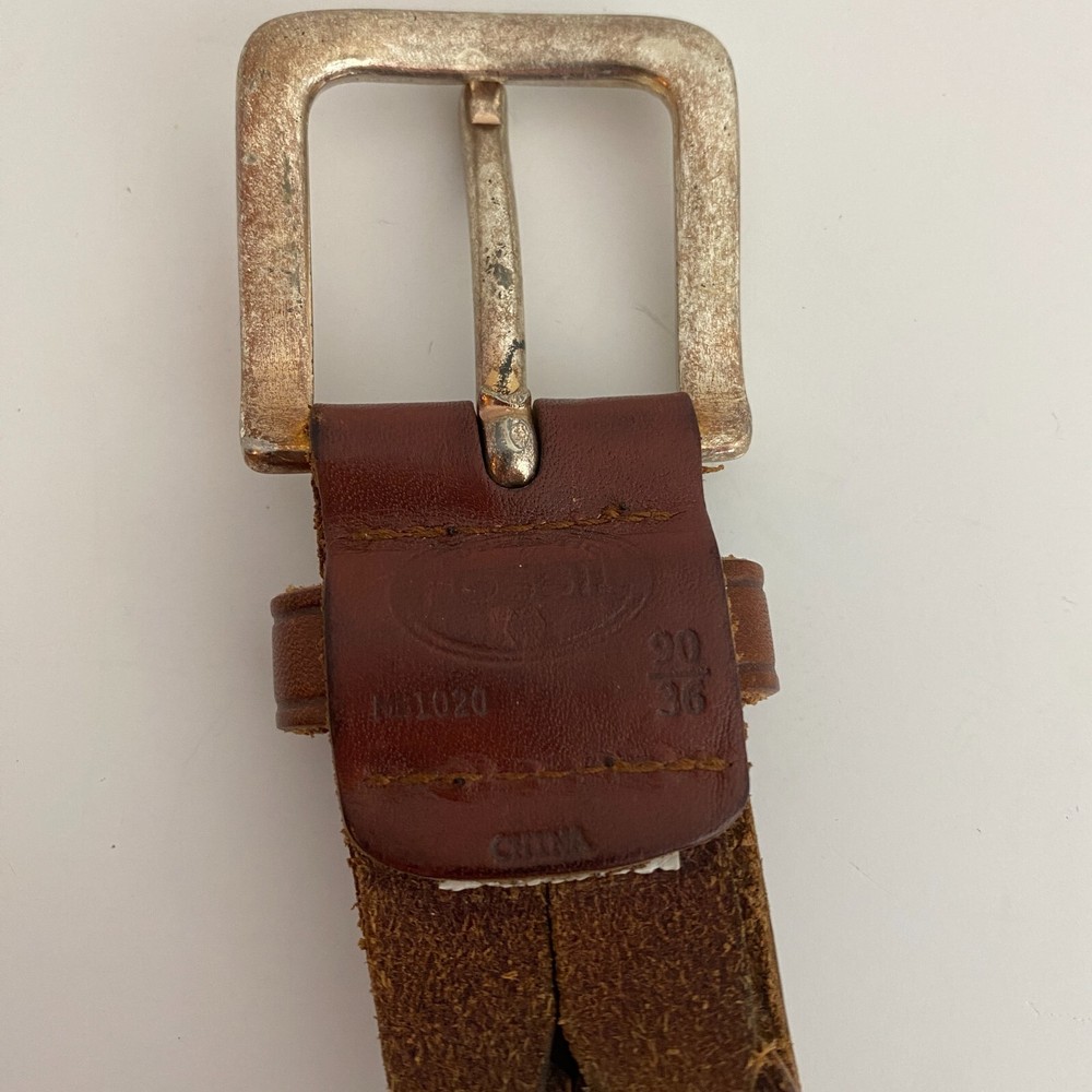Fossil Brown Leather Woven Belt Womens 36" Silver Hardware