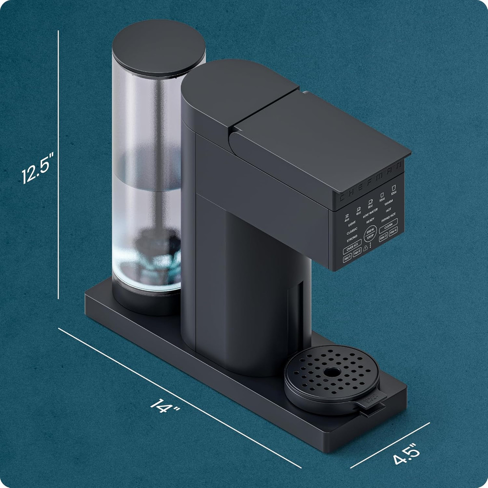 Caffeinator Single Serve Coffee Maker, Brew Pods & Grounds, Programmable Drip Co