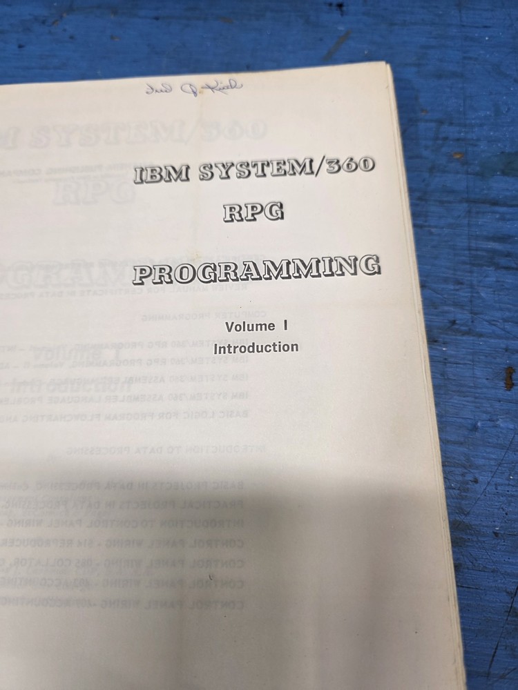 1967 IBM System 360 RPG Programming Book Volume 1 Introduction