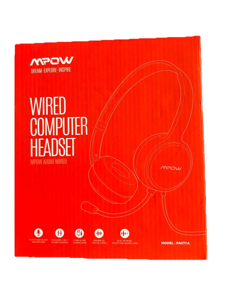 Mpow Wired Computer Headset with Microphone Model PA071A