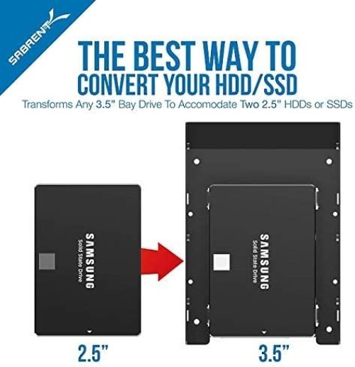 Sabrent 2.5" to 3.5" Drive Mounting Bracket Kit - Easy Installation & Durable